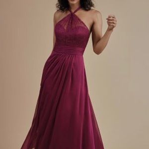 NWT chiffon fully lined long dress w/lace bodice